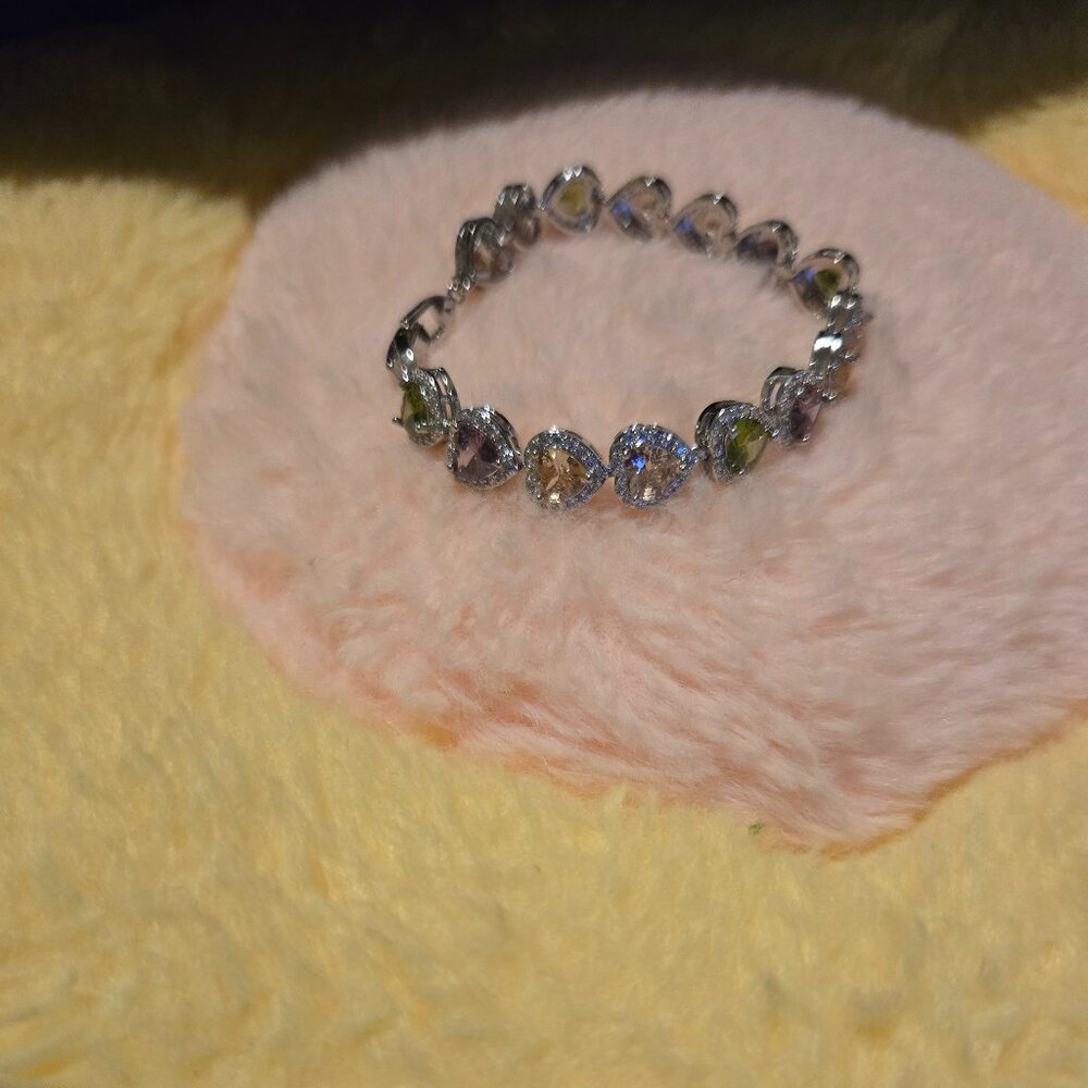 New Colorful Zirconia Love Heart Decor Charm Bracelet